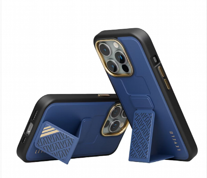 Levelo Morphix Cuero Gripstand Case For Iphone 15 Pro Blue - Zoom Image 2