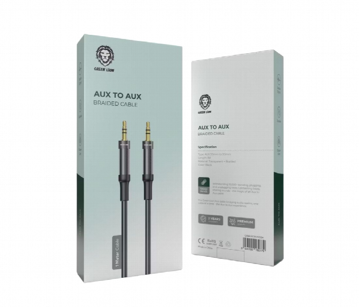 Green Lion Aux To Aux Braided Cable 1M  Black - Zoom Image 4