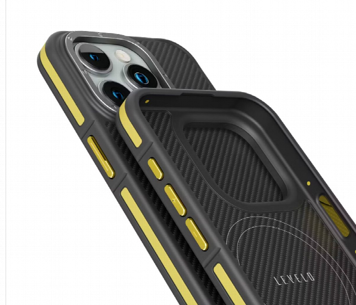 Levelo Ox Carbon Case For Iphone 15 Pro Yellow - Zoom Image 2