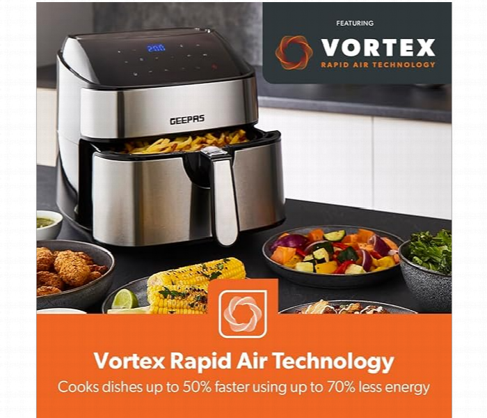 Geepas Gaf37530Uk 7.5L Digital Non Stick Air Fryer 10 In 1 1800W With Led Touchscreen - Zoom Image 3