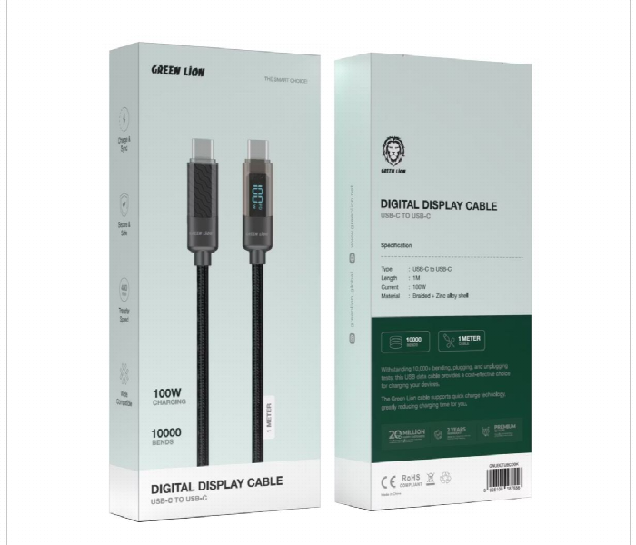 Green Lion Digital Display Cable Usb C To Usb C 100W  Black 1M - Zoom Image 2