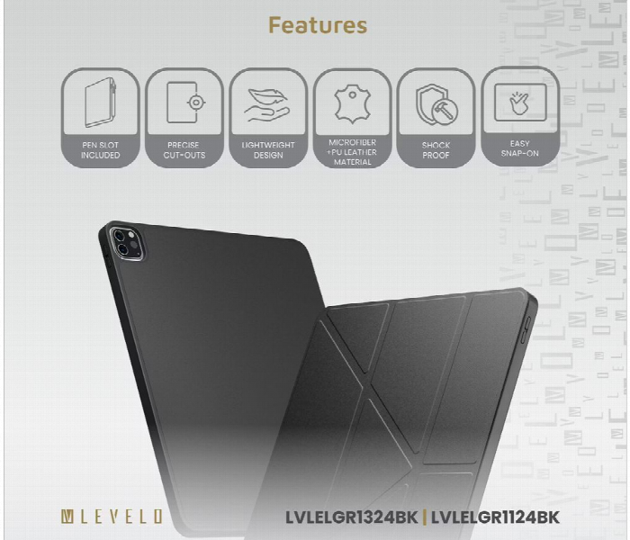 Levelo Elegante Hybrid Leather Ipad Pro 11 Inch 2024 Case Black - Zoom Image 2