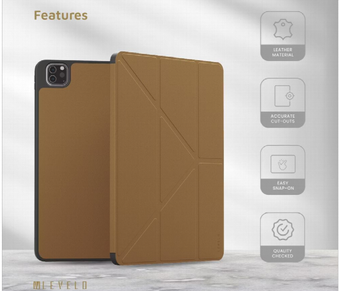 Levelo Elegante Hybrid Leather Ipad Pro 11 Inch  2024 Case  Brown - Zoom Image 2