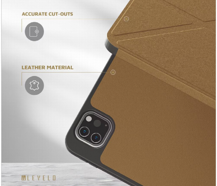 Levelo Elegante Hybrid Leather Ipad Pro 11 Inch  2024 Case  Brown - Zoom Image 3