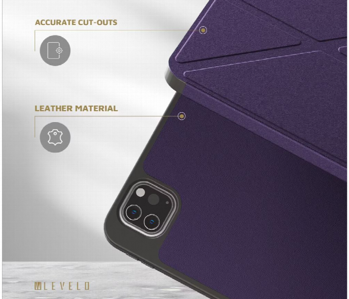 Levelo Elegant Hybrid Leather Case For Ipad Pro 12.9  Purple - Zoom Image 4