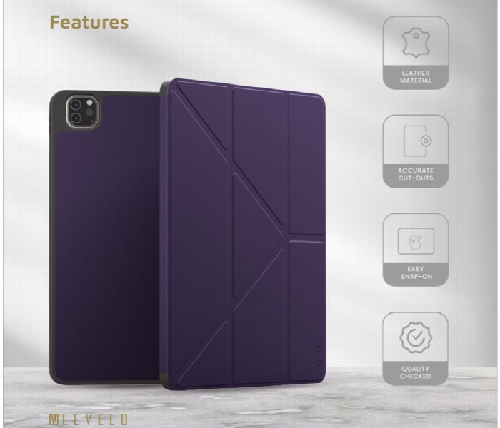 Levelo Elegant Hybrid Leather Case For Ipad Pro 12.9  Purple - Zoom Image 2