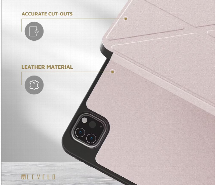 Levelo Elegant Hybrid Leather Case For Ipad Pro 12.9 Pink - Zoom Image 4