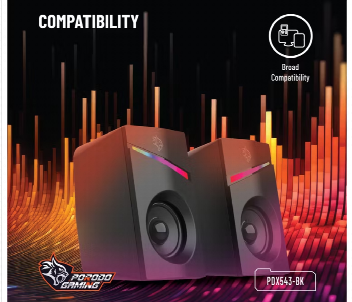 Porodo Gaming Speakers Wired 1.1M Rgb Black - Zoom Image 2