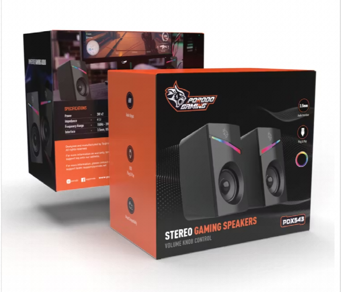 Porodo Gaming Speakers Wired 1.1M Rgb Black - Zoom Image 3