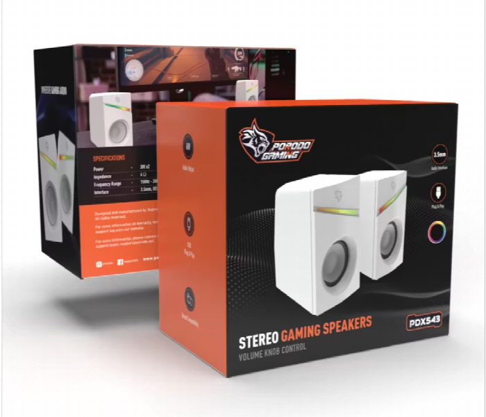 Porodo Gaming Speakers Wired 1.1M Rgb White - Zoom Image 3