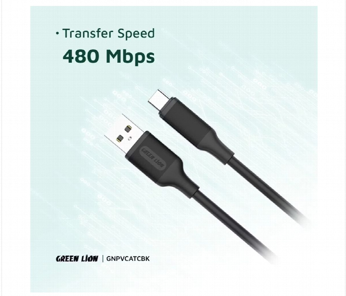 Green Lion Usb A To Usb C Pvc Cable 1M 2.4A Black - Zoom Image 4