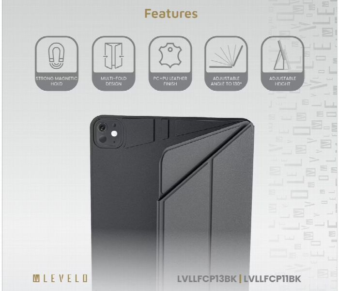 Levelo Luxora Folio Case For Ipad Pro 13 Inch 2024 Black - Zoom Image 2