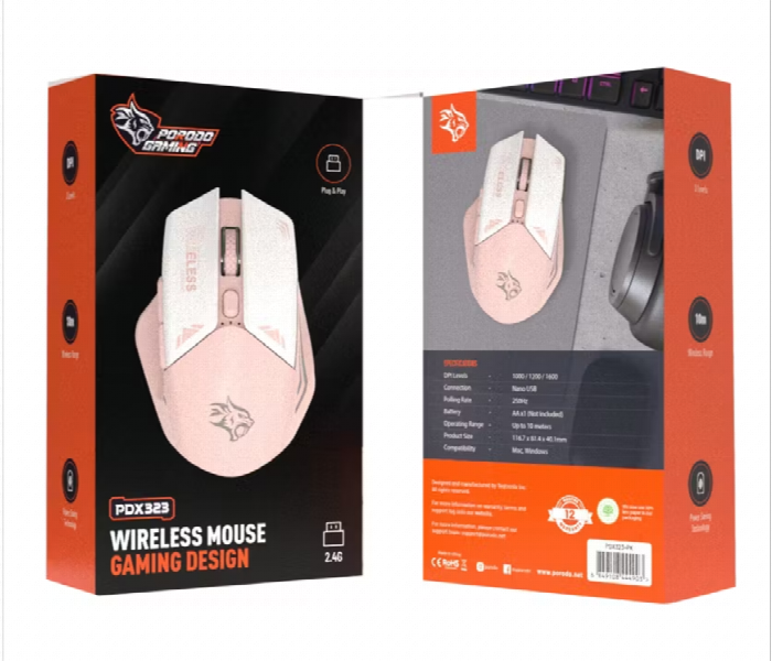 Porodo Gaming Wireless Mouse Dpi 1600 Pink - Zoom Image 3