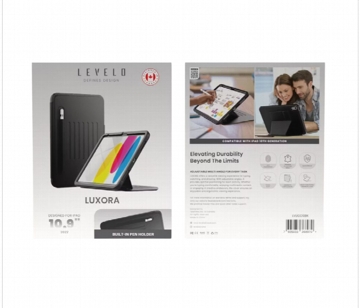Levelo Luxora Ipad 10.9 Inch 2022 Case Black - Zoom Image 5