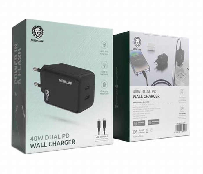 Green Lion 40W Dual Pd Wall Charger With Usb C To Usb C Cable Eu - Zoom Image 3
