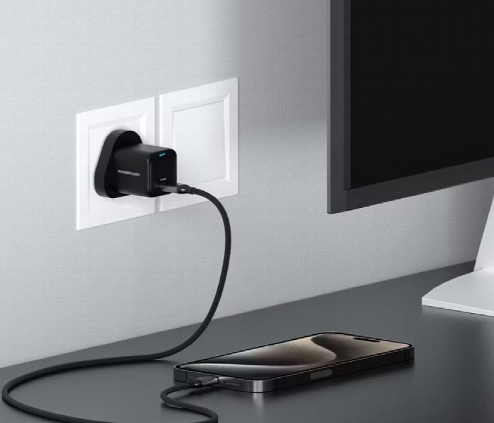 Powerology 20W Single C Port Pd Charger Uk With Type C To C 60W Cable - Zoom Image 3