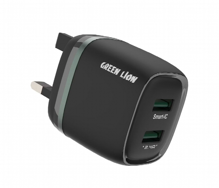 Green Lion Dual Usb 12W Wall Charger With Usb A To Lightning Cable Uk - Zoom Image 2