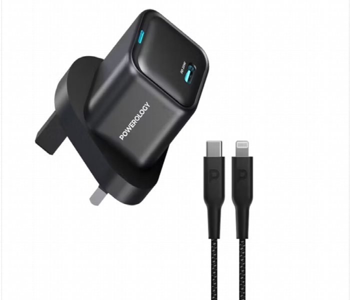 Powerology 20W Single C Port Pd Charger Uk With Type C To Lightining Mfi 27W Cable - Zoom Image 2
