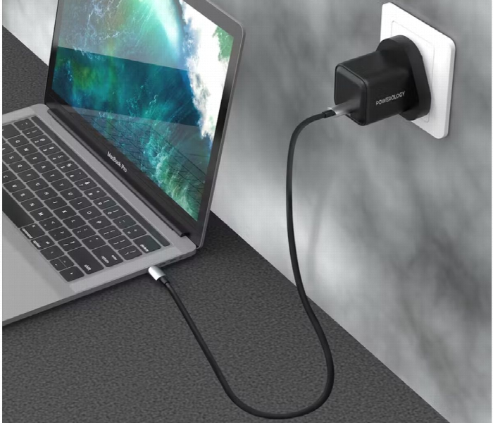 Powerology 35W Single Port Type C Gan Charger With Uk Plug Black - Zoom Image 4