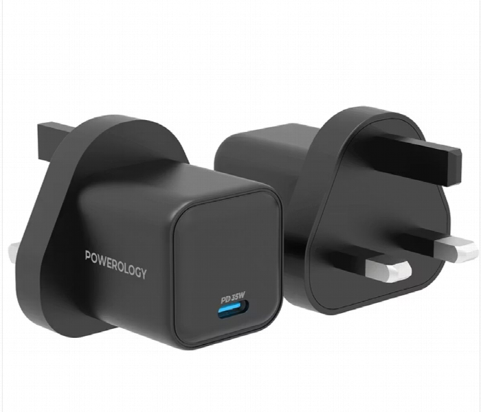 Powerology 35W Single Port Type C Gan Charger With Uk Plug Black - Zoom Image 3