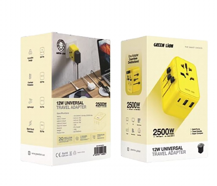 Green Lion 12W Universal Travel Adapter Yellow - Zoom Image 3
