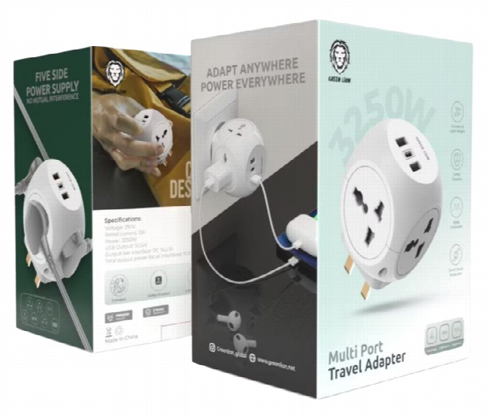 Green Lion Multi Port Travel Adapter  White - Zoom Image 2