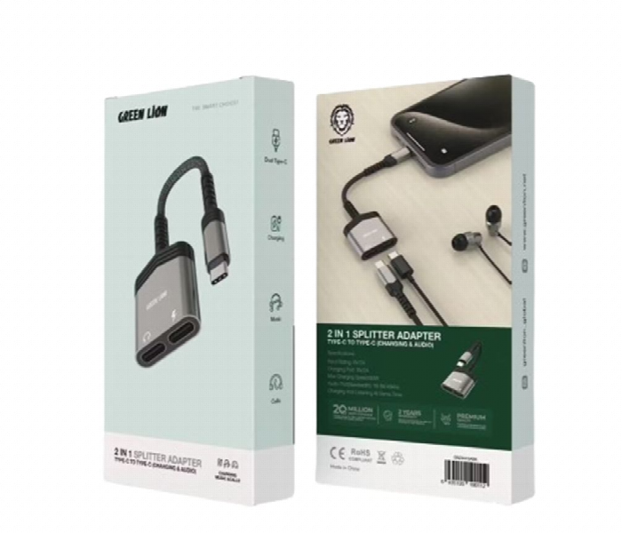 Green Lion 2 In 1 Splitter Adapter Type C To Type C Charging And  Audio - Zoom Image 3