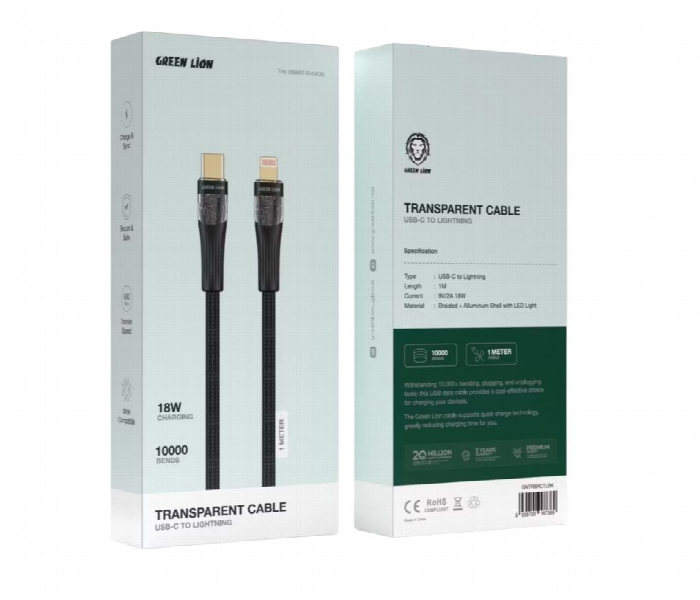 Green Lion Transparent Cable Usb C To Lightning  Black - Zoom Image 2