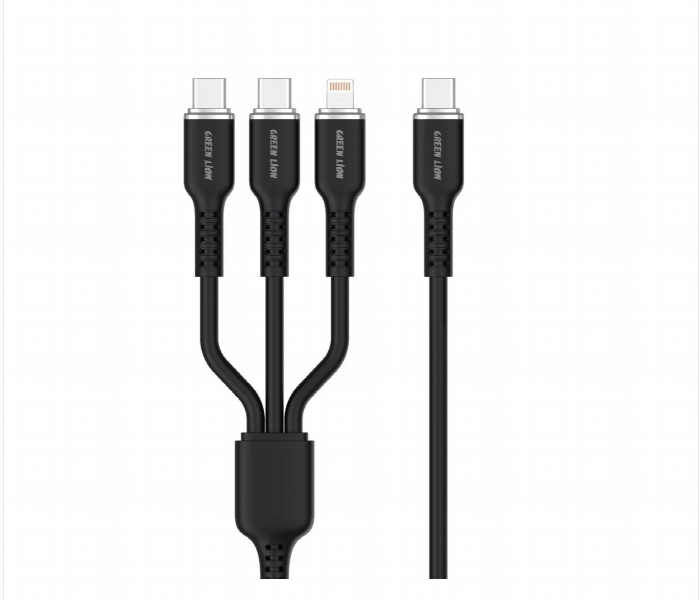 Green Lion 3In1 Usb C To Usb C X2 And Lightning Silicone Cable 60W 1.2M - Zoom Image 1