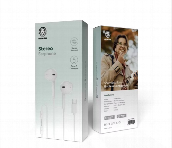 Green Lion Stereo Earphones With Type C Connector - Zoom Image 2