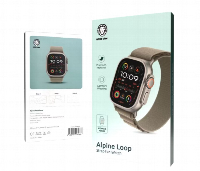 Green Lion Alpine Loop Nylon Strap 42Or44Or45Or9Mm Olive - Zoom Image