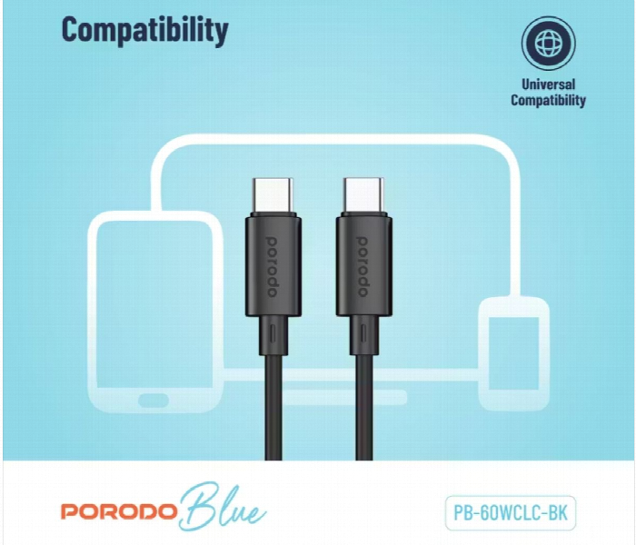 Porodo Blue 60W Pd Type C To C Pvc Cable 1.2M Black - Zoom Image 2