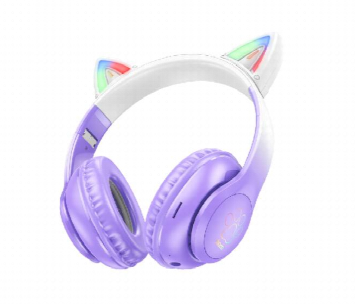 Hoco Wireless Headphones Cat Ear W42 Purple - Zoom Image