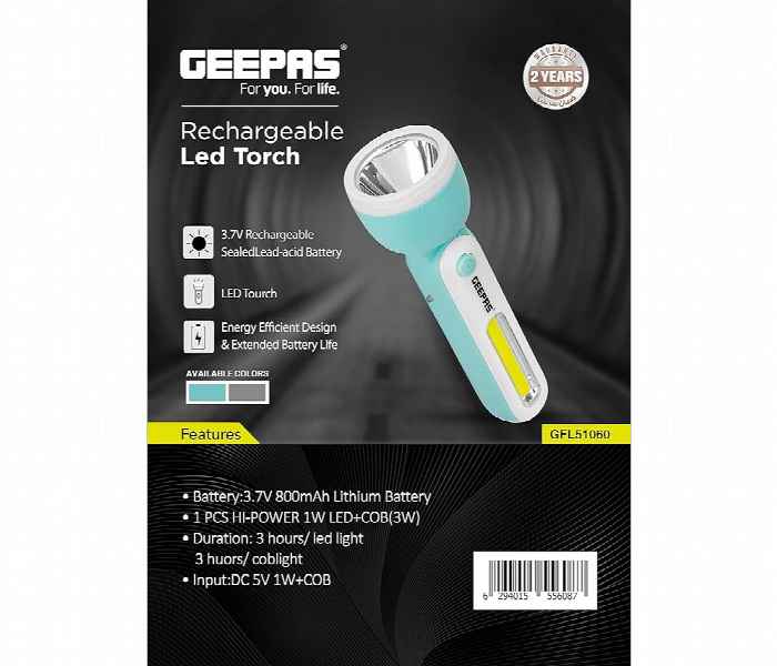 Geepas Gfl51060 Rechargeable Hi Power Led Torch With 3 Hours Working Time - Zoom Image 5