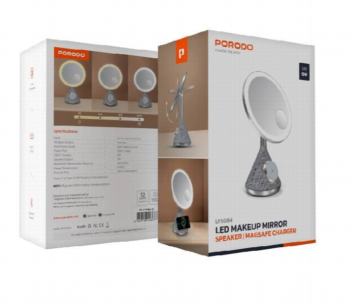 Porodo Led Makeup Mirror With Speaker And Magsafe Charger - Zoom Image
