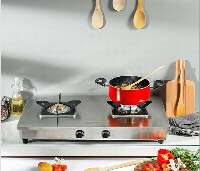 Geepas Ggc31038 Stainless Steel Double Burner Gas Stove With Auto Ignition System - Zoom Image 1