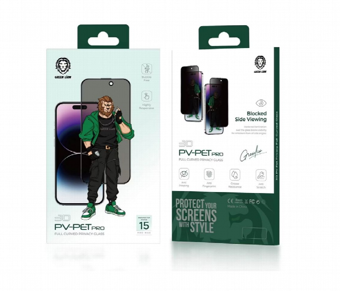 Green Lion 3D Pv Pet Pro Privacy Screen Protector For Iphone 15 Pro Max  Black - Zoom Image 3