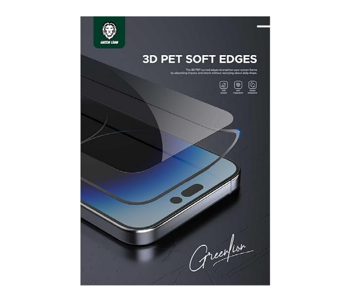 Green Lion 3D Pv Pet Pro Privacy Screen Protector For Iphone 15 Pro Black - Zoom Image 3