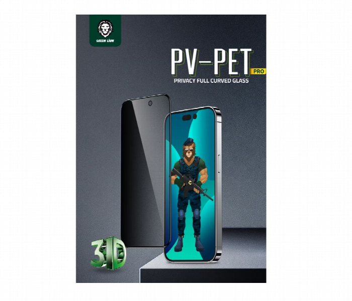 Green Lion 3D Pet Privacy Glass Screen Protector For Iphone 14 Pro Max  6.7Inch Black - Zoom Image 2