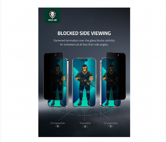 Green Lion 3D Pet Privacy Glass Screen Protector For Iphone 14 Pro  6.1 Inch - Zoom Image 2