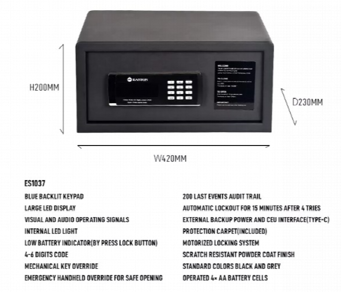 Easton Digital Steel Safe Box Es1037 For Home And Office Use - Zoom Image 3