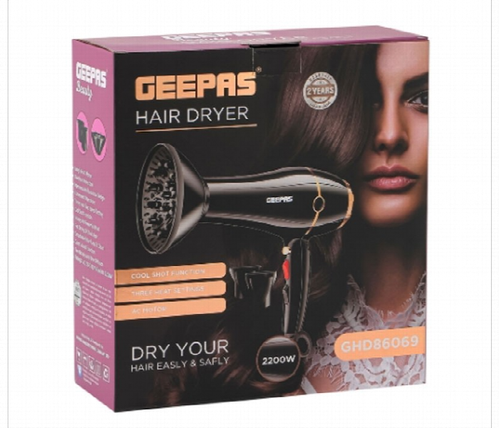 Geepas Ghd86069 Professional 2200W High Speed Hair Dryer With Powerful Motor And Heat Control Settings - Zoom Image 4