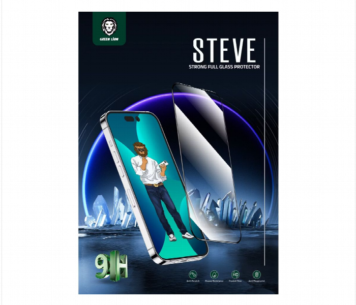 Green Lion 9H Steve Glass Strong Full Screen Protector For Iphone 14 Pro 6.1Inch Clear - Zoom Image 3