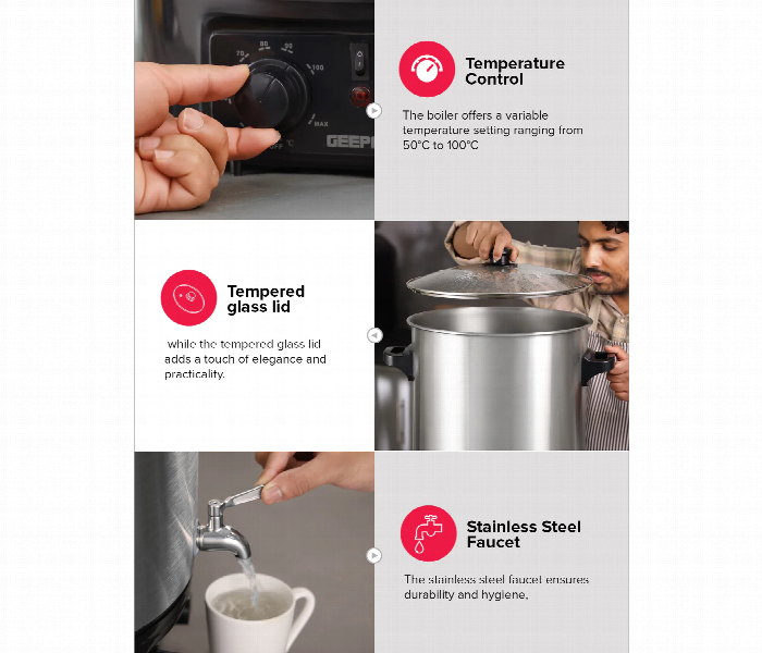 Geepas Gk38077 27L Stainless Steel Water Boiler With Faucet - Zoom Image 6