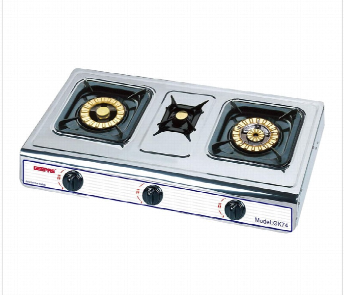 Geepas Gk74Bs Stainless Steel Gas Stove With 3 Burners - Zoom Image 2