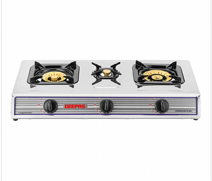 Geepas Gk74Bs Stainless Steel Gas Stove With 3 Burners - Zoom Image 1