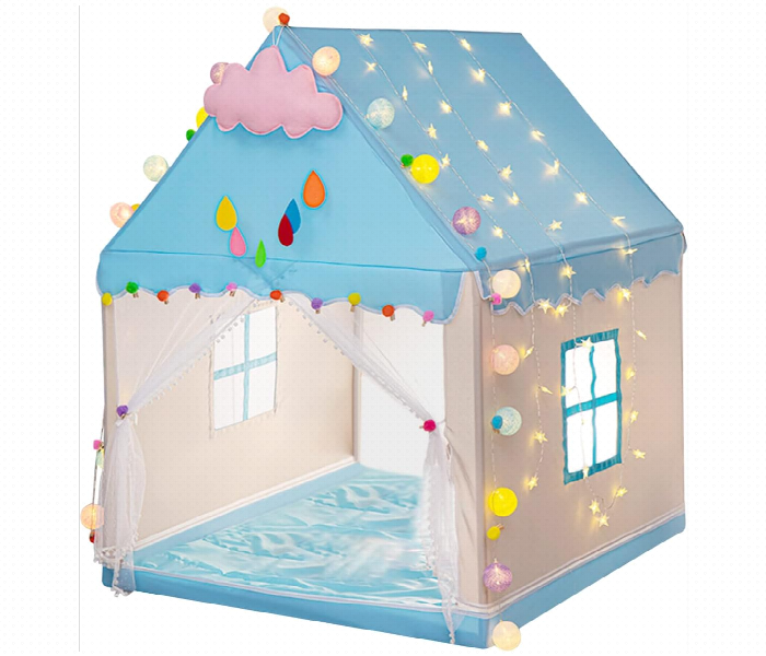 Large Foldable Play Tent House For Kids Girls Boys Indoor Outdoor With Storage Bag Princess Castle Gift Blue - Zoom Image 1
