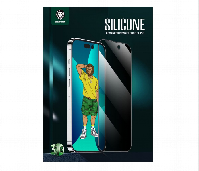 Green Lion 3D Silicone Privacy Glass Screen Protector For Iphone 14 Pro Max 6.7Inch - Zoom Image 4