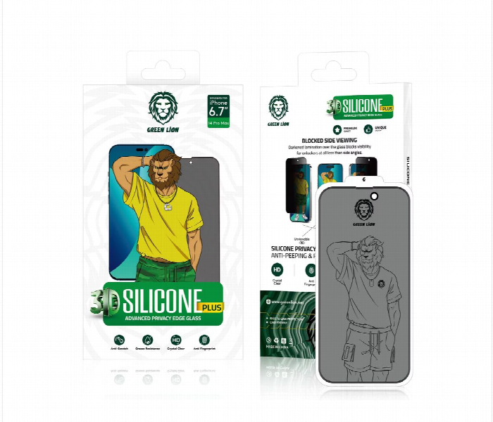 Green Lion 3D Silicone Privacy Glass Screen Protector For Iphone 14 Pro - Zoom Image 5