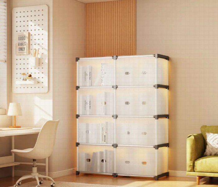 Dust Proof Bookshelf Wardrobe Storage Rack Floor Standing Multi Layer Organizer Cabinet For Home Living Room Bedroom - Zoom Image 1